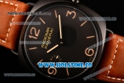 Panerai PAM 504 Radiomir Composite 3 Days Clone P.3000 Manual Winding Cermaic Case with Black Dial Stick/Arabic Numeral Markers and Brown Leather Strap (GF)