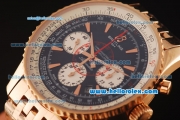 Breitling Montbrillant Swiss Valjoux 7750 Automatic Full Rose Gold with Black Dial and Stick Markers