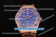 Omega Seamaster 300 Master Co-Axial Clone Omega 8500 Automatic Full Rose Gold with Blue Dial and Stick Markers