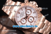 Rolex Daytona Clone Rolex 4130 Automatic Rose Gold Case/Bracelet with White Dial and Stick Markers - 1:1 Original (EF)