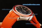 Omega Seamaster Swiss ETA 2836 Automatic Movement Steel Case with Black Dial and Orange Rubber Strap