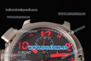 U-Boat U-51 Chimera Watch Limited Edition Chrono Miyota Quartz Steel Case with Black Dial and Red Arabic Numeral Markers