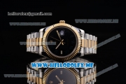 Rolex Day-Date II Asia Automatic Two Tone Case/Bracelet with Roman Numeral Markers and Black Dial