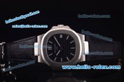 Patek Philippe Nautilus Swiss ETA 2824 Automatic Steel Case with Grey Dial and Black Leather Strap