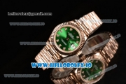 Rolex Datejust Swiss ETA 2671 Automatic Rose Gold Case with Green Dial Diamonds Markers and Rose Gold Bracelet (BP)