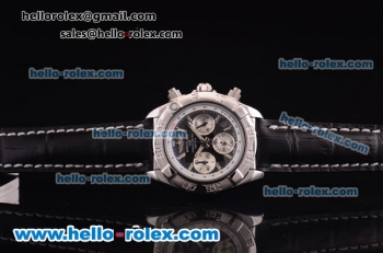 Breitling Chronomat B01 Chronograph Miyota Quartz Steel Case with Black Dial and Black Leather Strap