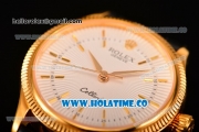 Rolex Cellini Time Asia 2813 Automatic Yellow Gold Case with White Dial Black Leather Strap and Stick Markers