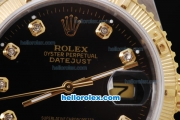 Rolex Datejust Automatic Two Tone with Gold Bezel,Black Dial and Diamond Marking