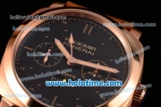 Panerai Radiomir 1940 8 Days GMT PAM502 Asia ST25 Automatic Rose Gold Case with Black Dial and Brown Leather Strap