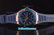 IWC Ingenieur Doppelchronograph Asia ST17 Automatic Rose Gold Case with Blue Bezel and Blue Dial - 7750 Coating