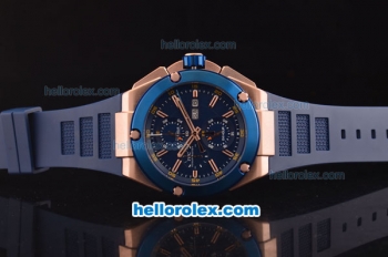 IWC Ingenieur Doppelchronograph Asia ST17 Automatic Rose Gold Case with Blue Bezel and Blue Dial - 7750 Coating