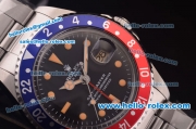Rolex GMT Master Vintage Asia 2813 Automatic Full Steel and Blue/Red Bezel with Black Dial- Yellow Punctate Markers