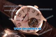 Jaeger-LECoultre Master Grande Tourbillon Swiss Tourbillon Automatic Rose Gold Case with Diamonds Dial and Brown Leather Strap (FT)