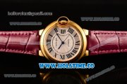 Cartier Ballon Bleu De Medium Asia 4813 Automatic Yellow Gold Case with Silver Dial and Yellow Leather Strap - Roman Numeral Markers (GF)