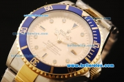 Rolex Submariner Automatic Movement Blue Bezel with Khaki Dial and Diamond Marker-Two Tone Strap