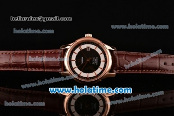 Omega De Ville Hour Vision Swiss ETA 2836 Automatic Rose Gold Case and Brown Leather Strap with Black Dial