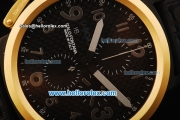 U-Boat Italo Fontana Chronograph Swiss Valjoux 7750 Automatic Movement PVD Case with Gold Bezel and Black Leather Strap