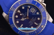 Rolex Submariner Asia 2813 Automatic Steel Case Blue Ceramic Bezel with Blue Dial and Blue Rubber Strap - ETA Coating