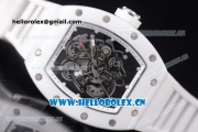 Richard Mille RM 055 Miyota 9015 Automatic Steel Case with Skeleton Dial Dot Markers White Inner Bezel and White Rubber Strap