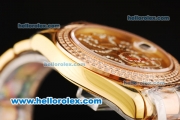 Rolex Datejust Automatic Movement Gold Case with Double Row Diamond Bezel - Champagne Dial and Two Tone Strap