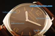 Panerai Radiomir Pam 210 Swiss ETA 6497 Manual Winding Steel Case with Brown Dial and Brown Leather Strap