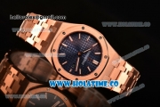 Audemars Piguet Royal Oak 33MM Miyota Quartz Rose Gold Case/Bracelet with Blue Dial and Stick Markers (EF)