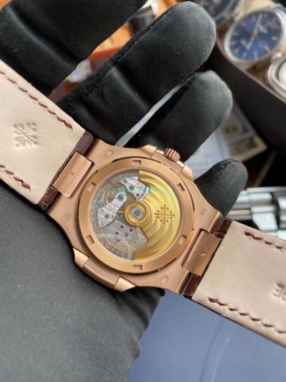 PPF V4 Nautilus top replica PP Patek Philippe 5711R rose gold belt watch - Click Image to Close