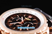 Breitling For Bentley Chronograph Quartz Movement with Black Dial and Rose Gold Honeycomb Bezel-SSband