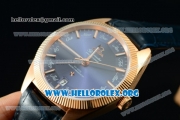Omega Globemaster Annual Calendar Miyota 9015 Automatic Rose Gold Case with Blue Dial and Blue Leather Strap (AAAF)
