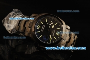 Panerai Luminor GMT Automatic Movement PVD Case with Black Dial and PVD Strap