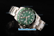 Rolex GMT-Master Automatic Movement Silver Case with Green Dial and Green Bezel-White Round Marker