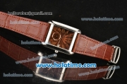 Cartier Tank MC Miyota Quartz Steel Case with Roman Numeral Markers and Brown Dial