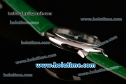 Cartier Ballon Bleu Swiss Quartz Steel Case with Green Leather Strap White Markers and Green Dial