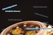 Rolex Daytona Swiss Valjoux 7750-SHG Automatic Gold Case/Strap with Diamond Bezel - Black Dial and Diamond Markers