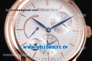 Audemars Piguet Jules Audemars Dual Time Asia ST25 Automatic Rose Gold Case Silver Dial Stick Markers and Brown Leather Strap