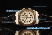 Audemars Piguet Royal Oak Offshore Chronograph Swiss Valjoux 7750 Automatic Movement Steel Case with White Dial and Black Leather Strap