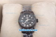 Rolex Datejust Oyster Perpetual Automatic Full PVD with Black Dial and Diamond Marking-Small Calendar