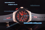 Hublot Big Bang Manchester United Swiss Valjoux 7750 Automatic Rose Gold Case with PVD Bezel and Skeleton Dial-Black Rubber Strap