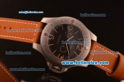 Panerai Radiomir Brevettato Swiss ETA 6497 Manual Winding Titanium Case with Black Dial and Orange Leather Strap-1:1 Original