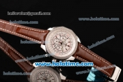 Breitling Bentley Barnato Chrono Swiss Valjoux 7750-SHG Automatic Stainless Steel Case with Brown Leather Bracelet and White Dial