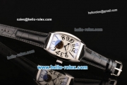 Franck Muller Casablanca Automatic Movement Steel Case with White Dial and Black Leather Strap