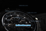 Breitling Avenger Chronograph Miyota Quartz Movement PVD Case with Black Dial-Black Rubber Strap