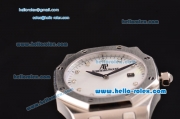 Audemars Piguet Royal Oak Lady Miyota OS2035 Quartz Steel Case with Diamond Markers White MOP Dial and Black Rubber Strap