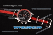 Tag Heuer Carrera Calibre 18 Chronograph Miyota Quartz Steel Case with Black Dial Stick Markers and Red/Black Nylon Strap - Red Inner Bezel