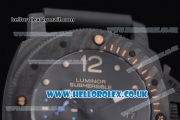 Panerai PAM 616 Luminor Submersible 1950 Carbotech – 3 Days Automatic Clone P.9000 Automatic Carbon Fiber Case with Skeleton Dial and Black Rubber Strap