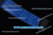 Hublot King Power Chrono Japanese Miyota OS20 Quartz PVD Case with Black Dial and Blue Leather Strap