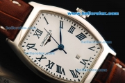 Longines Evidenza Quartz Movement Steel Case with White Dial and Brown Leather Strap