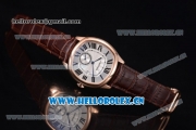 Cartier Drive de Cartier Asia ST16 Automatic Rose Gold Case with Silver Dial Roman Numeral Markers and Brown Leather Strap