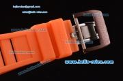 Richard Mille RM011 Swiss Valjoux 7750-SHG Automatic Brown PVD Case with Orange Rubber Strap and Skeleton Dial