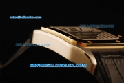 Cartier Santos 100 Swiss ETA 2892 Automatic Movement Steel Case with Gold Bezel and Black Leather Strap